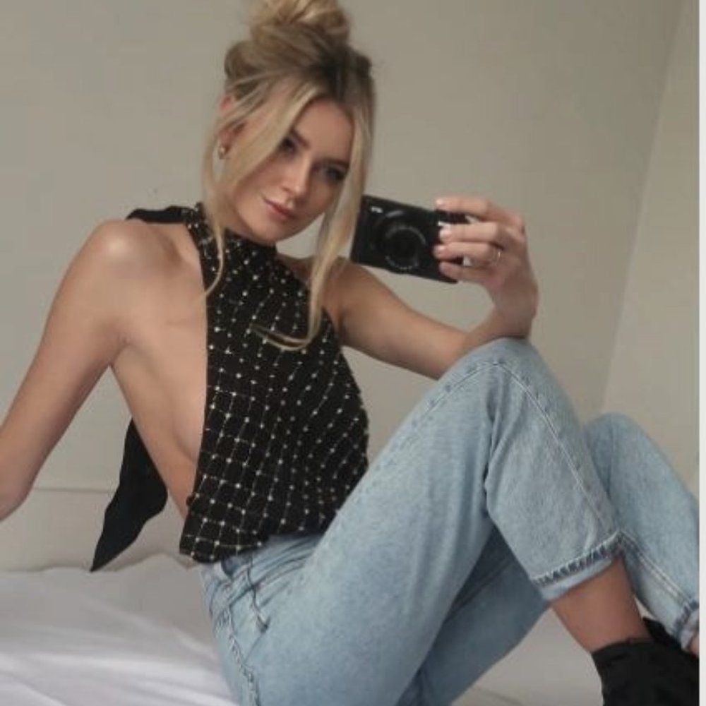 FREE PEOPLE Bling Bling Cha Ching Bodysuit Black